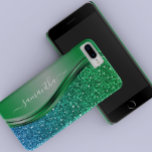 Glitter look Bright Green Blue Personalised Name iPhone 13 Case<br><div class="desc">The design is a photo and the cases are not made with actual glitter, sequins, metals or woods. This design is also available on other phone models. Choose Device Type to see other iPhone, Samsung Galaxy or Google cases. Some styles may be changed by selecting Style if that is an...</div>