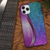 Glitter look Bright Purple Personalised Name