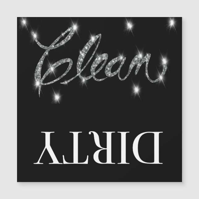 Glitter look Clean dirty dishwasher Magnet (Front)