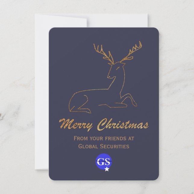 Glitter Look Deer Corporate Christmas Card (Front)