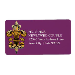 Glitter Look Faux Gold Black Formal Fleur de Lis