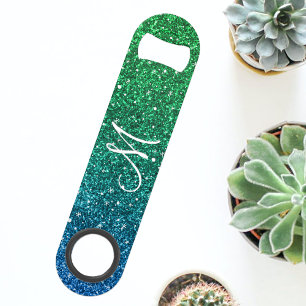 Glitter look Monogram Bright Green Blue 
