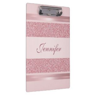 Glitter Look Rose Gold Colour Calligraphy Script Clipboard