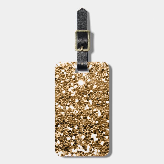 Glitter Look Solid Gold Sparkle Luggage Tag (Front Vertical)