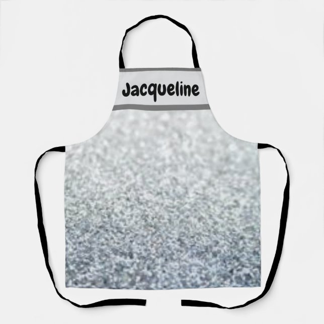 Glitter Look Stylish Womens Teenage Girl Silver  Apron (Front)