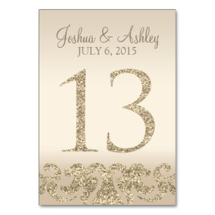 Glitter Look Wedding Table Numbers-Table Card 13