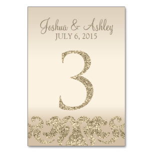 Glitter Look Wedding Table Numbers-Table Card 3