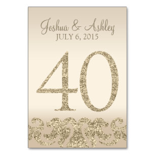 Glitter Look Wedding Table Numbers-Table Card 40