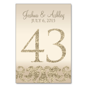 Glitter Look Wedding Table Numbers-Table Card 43