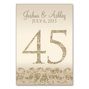Glitter Look Wedding Table Numbers-Table Card 45