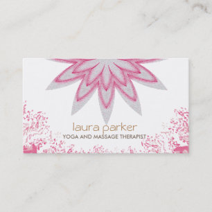 Glitter Lotus Flower Logo Yoga Healing Health Business Card