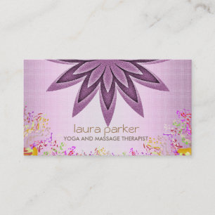 Glitter Lotus Flower Logo Yoga Healing Health Business Card