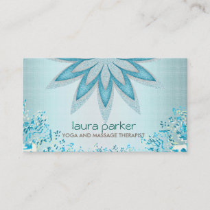 Glitter Lotus Flower Logo Yoga Healing Health Business Card
