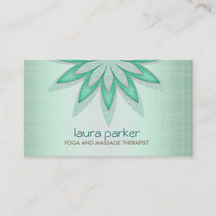 Glitter Lotus Flower Logo Yoga Healing Health Business Card
