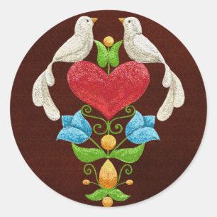 Glitter Lovebirds Classic Round Sticker