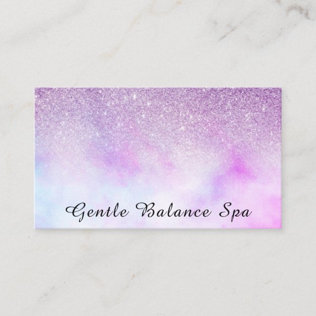 *~* Glitter Magenta Pink White Holistic Life Coach Business Card (Front)