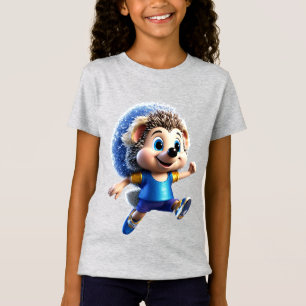 Glitter Magic Hedgehog Runner – Cute Chibi Cartoon T-Shirt