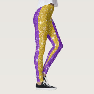 Glitter Mardi Gras Colorful Stripe Carnival Leggings