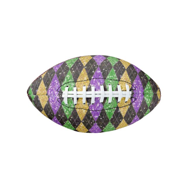 Glitter Mardi Gras Harlequin Argyle Diamond Football (Front)