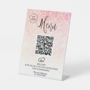 *~* Glitter Menu Table Tent tabletop Pedestal Sign