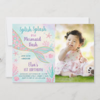 Glitter Mermaid Birthday Invitation