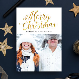 GLITTER MERRY Christmas Holiday Photo Card