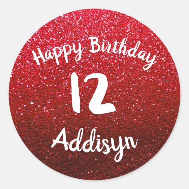 Glitter Metallic Birthday Bat Mitzvah Teen Sparkle Classic Round Sticker (Front)