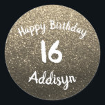 Glitter Metallic Birthday Bat Mitzvah Teen Sparkle Classic Round Sticker<br><div class="desc">Celebrate any event in style with this totally sparkly faux glitter bling sticker. Easily customisable for any birthday age. Change the number to a monogram initial,  or delete to leave blank,  for use at bat mitzvahs,  graduation parties,  or other celebratory events.</div>