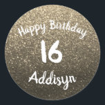Glitter Metallic Birthday Bat Mitzvah Teen Sparkle Classic Round Sticker<br><div class="desc">Celebrate any event in style with this totally sparkly faux glitter bling sticker. Easily customisable for any birthday age. Change the number to a monogram initial,  or delete to leave blank,  for use at bat mitzvahs,  graduation parties,  or other celebratory events.</div>