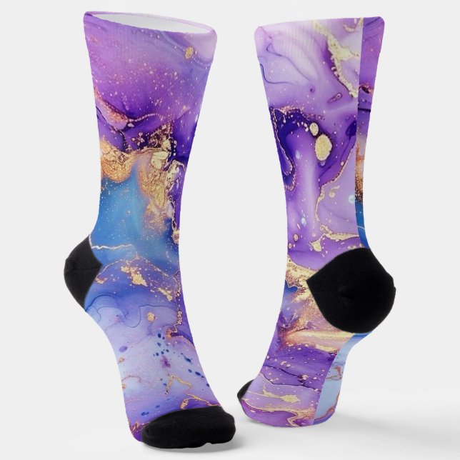 Glitter Minimal Seamless Purple Blue Pattern Socks (Angled)