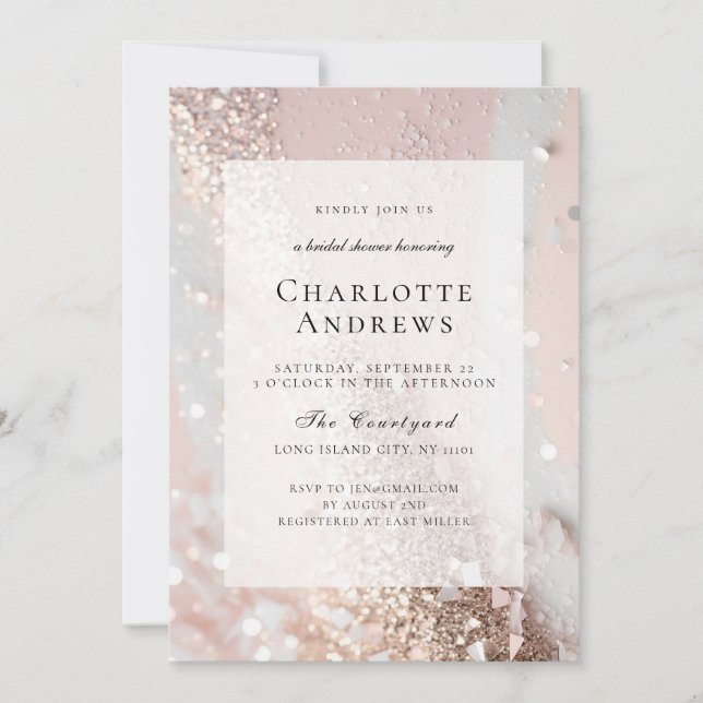 Glitter, Modern, Bridal Shower Invitation (Front)