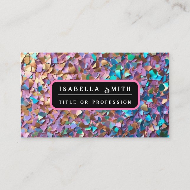 Glitter Modern Opal Holographic Collection Business Card (Front)