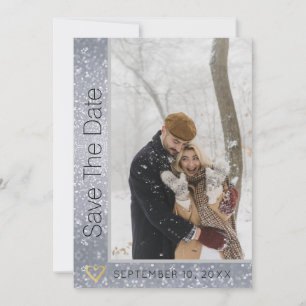 Glitter Modern Photo Wedding Save the Date Invitation
