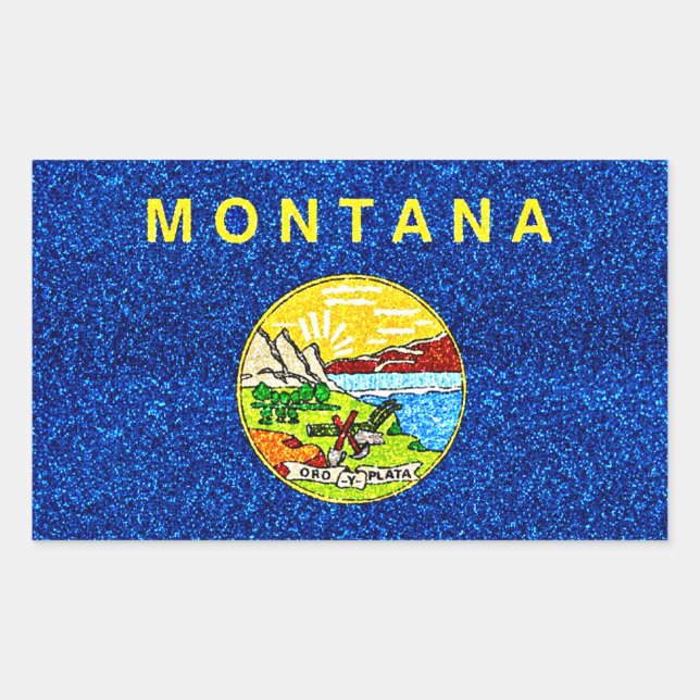 Glitter Montana flag rectangle stickers (Front)
