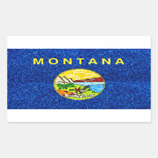 Glitter Montana flag rectangle stickers