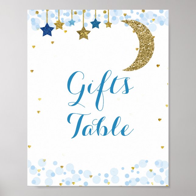 Glitter moon watercolor Gifts Table Sign (Front)