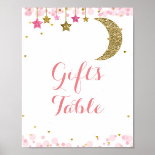 Glitter moon watercolor Gifts Table Sign
