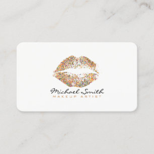 Glitter Multicolor Lips Makeup Artist #16 Business Card