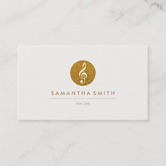 Glitter Musical Note Logo Business Card (Front)