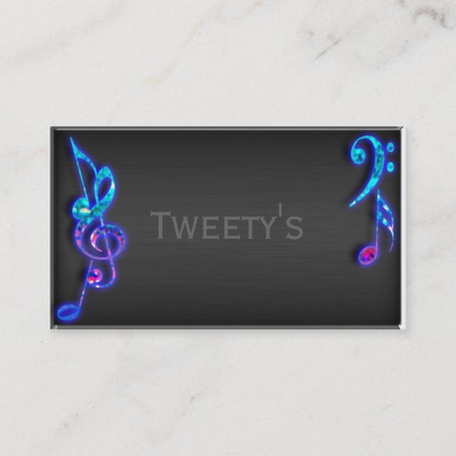 Glitter Musical Notes Business Card (Front)