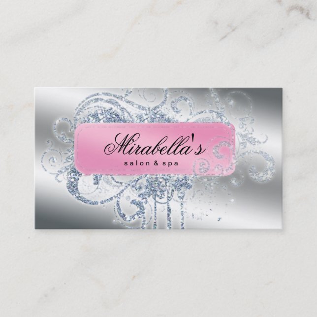 Glitter Nail Salon Appointment Elegant Bling Business Card (Front)