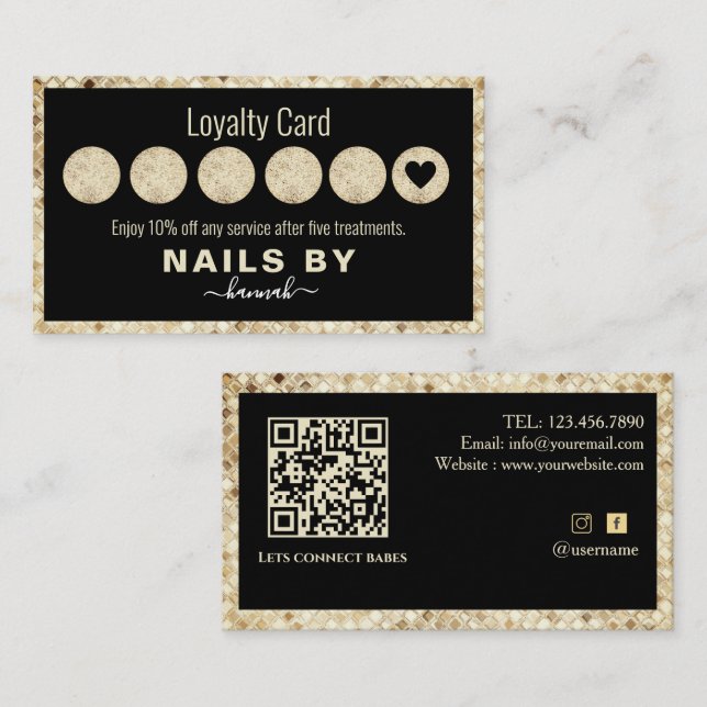 Glitter Nail salon Loyalty Card (Front/Back)