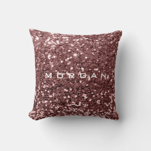 Glitter Name Fashion Sequin Brown Skin Powder Rose Cushion