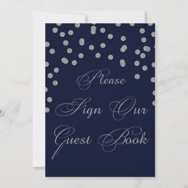 Glitter navy silver please sign guest book (Front)