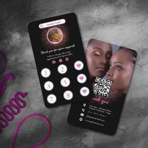 Glitter Neon Pink Hair Braiding Loyalty Card
