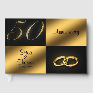 Glitter Numbers And Wedding Rings Guest Book