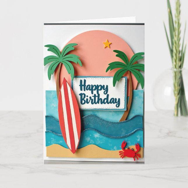 Glitter Ocean Birthday Card (Front)