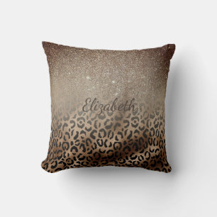 Glitter Ombre On Leopard Print Cushion