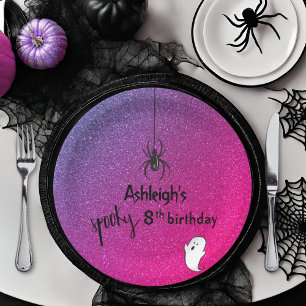 Glitter Ombre Spider Ghost Glam Halloween Paper Plate