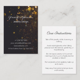 Glitter on Black Jewellery Care Cards Business Car